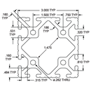 3030 - ﻿3.00" X 3.00" T-Slotted Profile - Eight Open T-Slots-2