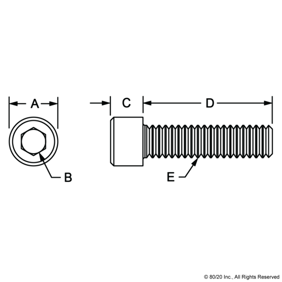 3072 - 1/4-20 x 1.250" Socket Head Cap Screw (SHCS)