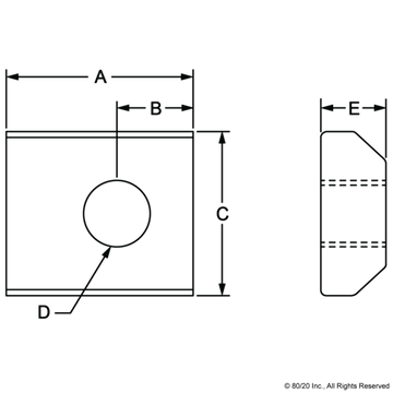 3202 - 15 Series 1/4-20 Standard Slide-in T-Nut - 0