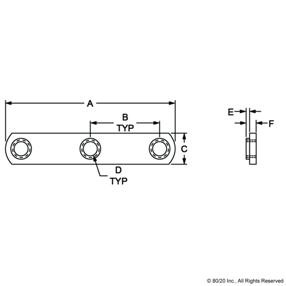 3285 5/16-18 Triple Slide-in Economy T-Nut