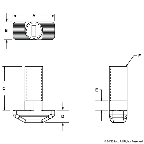 3299 5/16-18 x 1.500" Drop-In T-Slot Stud