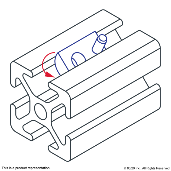 3376 - 1/4-20 Roll-In T-Nut with Flex Handle