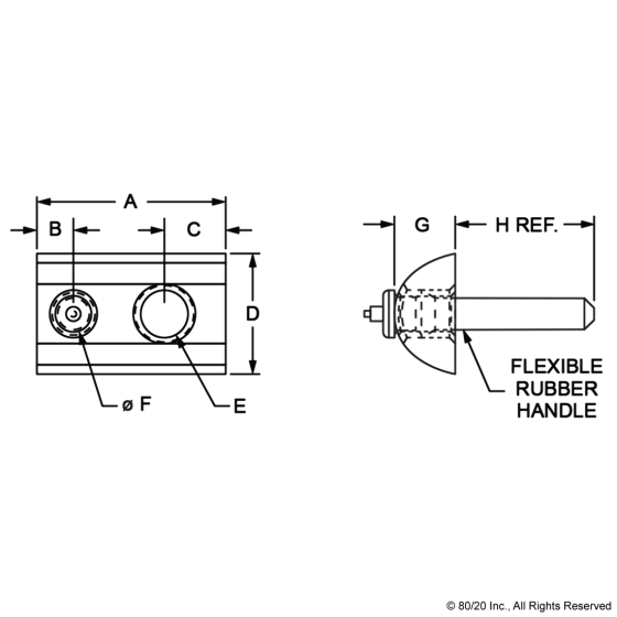 3376 - 1/4-20 Roll-In T-Nut with Flex Handle