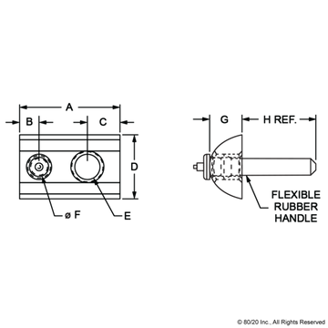 3376 - 1/4-20 Roll-In T-Nut with Flex Handle - 0