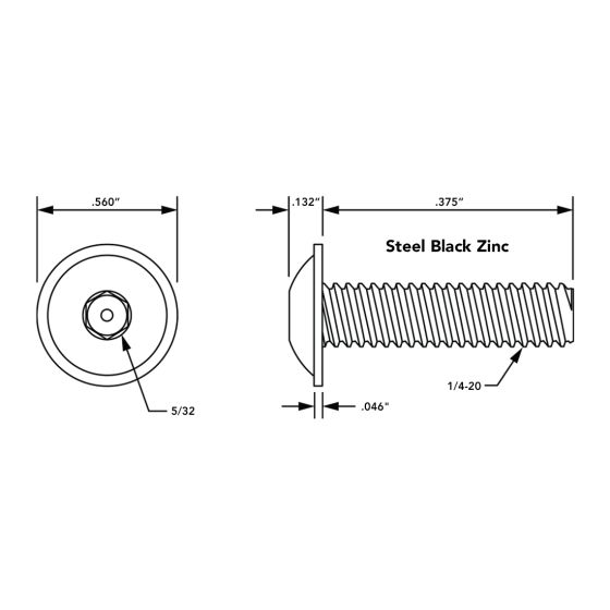 3390 - 1/4-20 x .375" Flanged Button Head Socket Cap Screw (FBHSCS)
