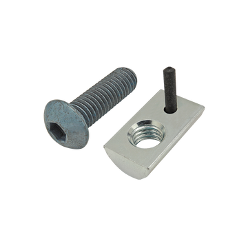 75-3455 -  Bolt Assembly: M8 x 25.00mm Blue BHSCS with Roll-In T-Nut with Flex Handle - Bright Zinc