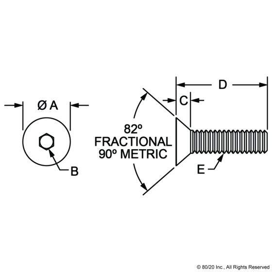 3411 - 5/16-18 x .750" Flat Head Socket Cap Screw (FHSCS)