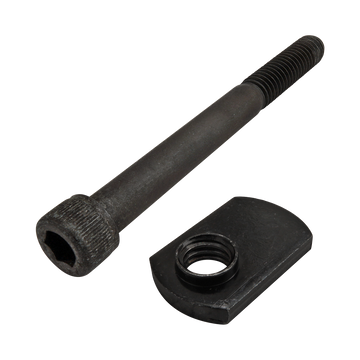 3431 -  Bolt Assembly: 5/16-18 x 3.25â Black SHCS and Slide-In Economy T-Nut - Offset Thread - Black Zinc