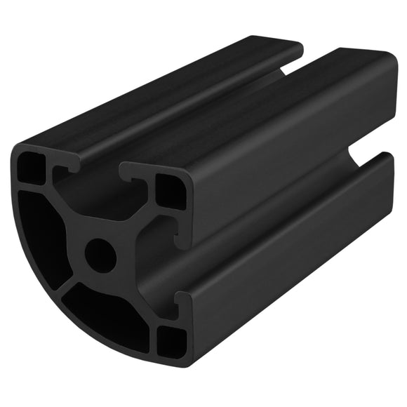 40-4030-LITE-3M-BLACK-FB -  40mm LITE QUARTER ROUND T-SLOT EXT 3MBAR FULL BLACK ANODIZE