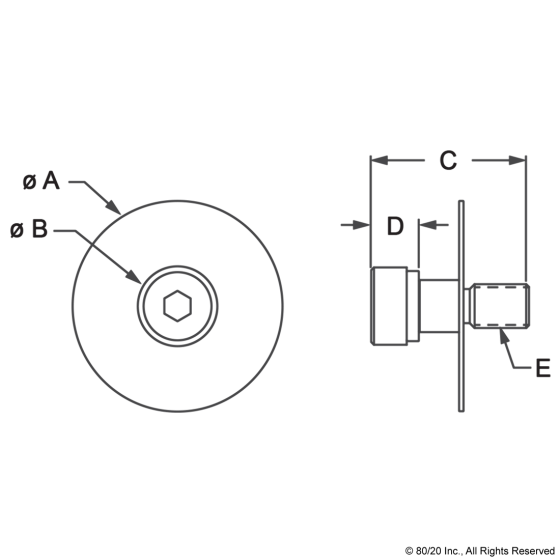 3500 - Bolt Assembly: (2) 3/8 x 3/8” Shoulder Bolt with (2) Small Thrust Washer and (2) Large Thrust Washer