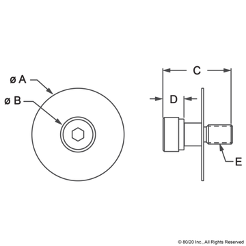 3500 - Bolt Assembly: (2) 3/8 x 3/8” Shoulder Bolt with (2) Small Thrust Washer and (2) Large Thrust Washer - 0
