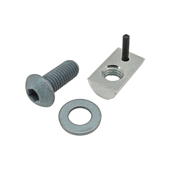75-3457 -  Bolt Assembly: M8 x 20.00mm Blue BHSCS with Washer and Roll-In T-Nut with Flex Handle - Bright Zinc