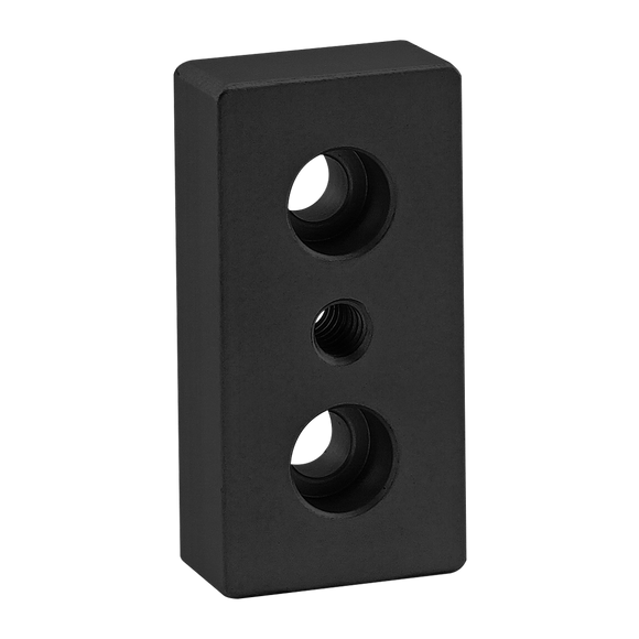 2128-BLACK -  10 Series 3 Hole - Center Tap Base Plate: 1.00" x 2.00" with 1/4-20 Tap