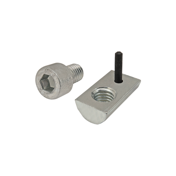 3840 -  Bolt Assembly: M8 x 12.00mm Bright SHCS and Roll-In T-Nut with Flex Handle - Bright Zinc