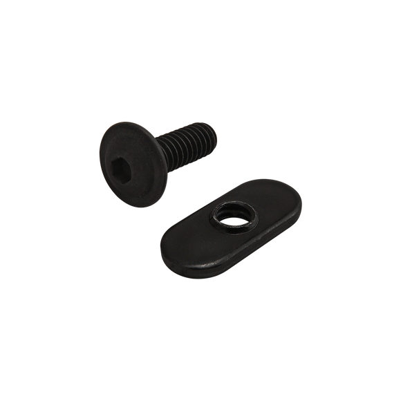 3384 -  Bolt Assembly: 1/4-20 x .750" Black FBHSCS and Slide-In Economy T-Nut - Centered Thread - Black Zinc