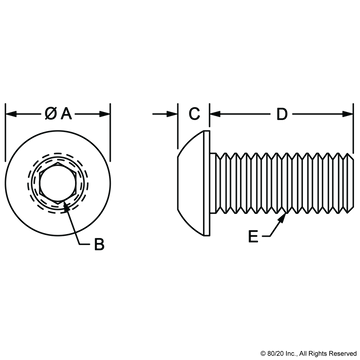 3609 - 5/16-18 x .500" Button Head Socket Cap Screw (BHSCS) - 0