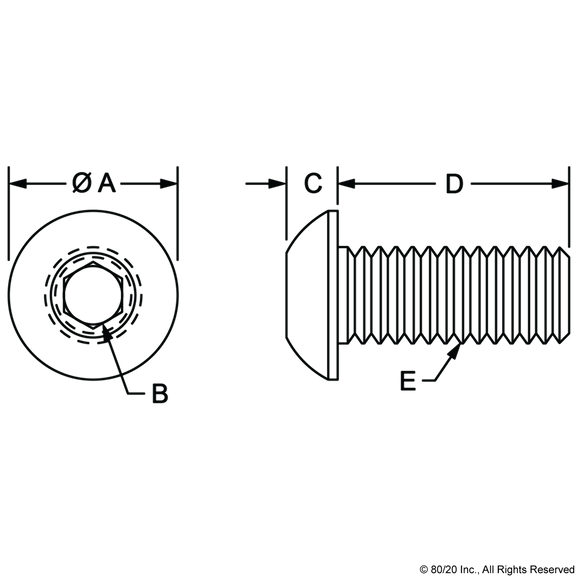 3609 - 5/16-18 x .500" Button Head Socket Cap Screw (BHSCS)
