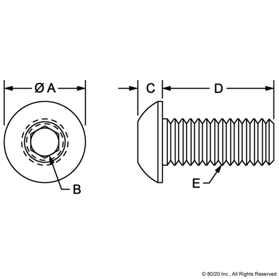 3690 - 1/4-20 x .500" Button Head Socket Cap Screw (BHSCS)