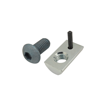75-3453 -  Bolt Assembly: M8 x 16.00mm Blue BHSCS with Roll-In T-Nut with Flex Handle - Bright Zinc