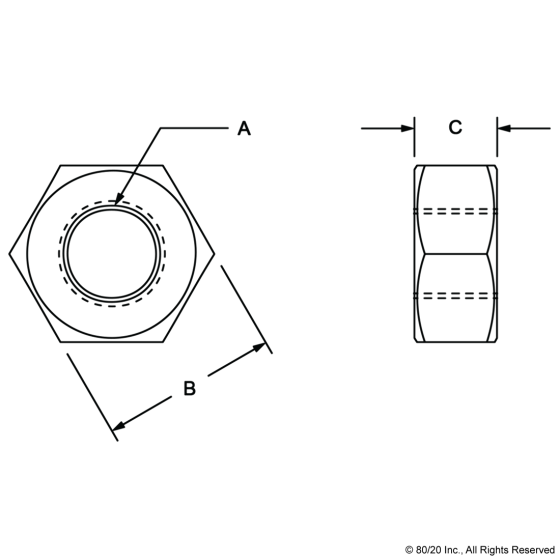 3714 - 5/16-18 Hex Nut