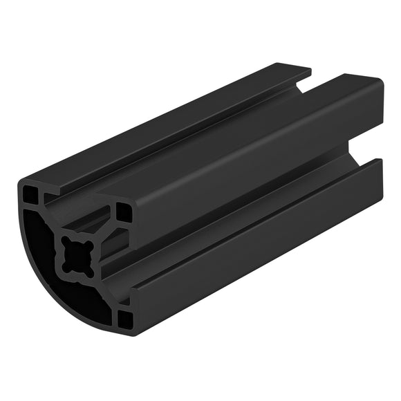 30-3022-3M-BLACK-FB -  30mm x 30mm QUARTER ROUND T-SLOTTED EXT3M BAR FULL BLACK