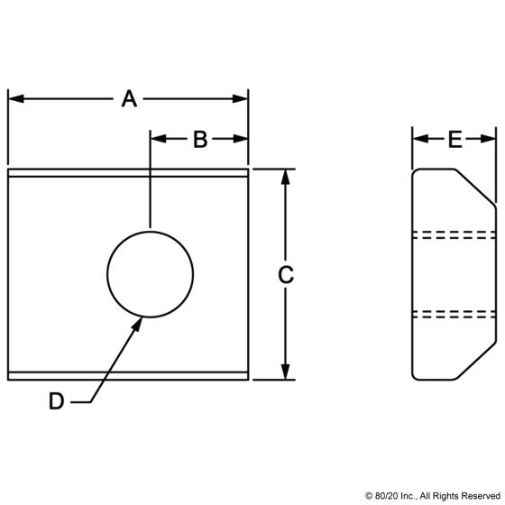 3868 - 15 and 40 Series M8 Standard Slide-in T-Nut