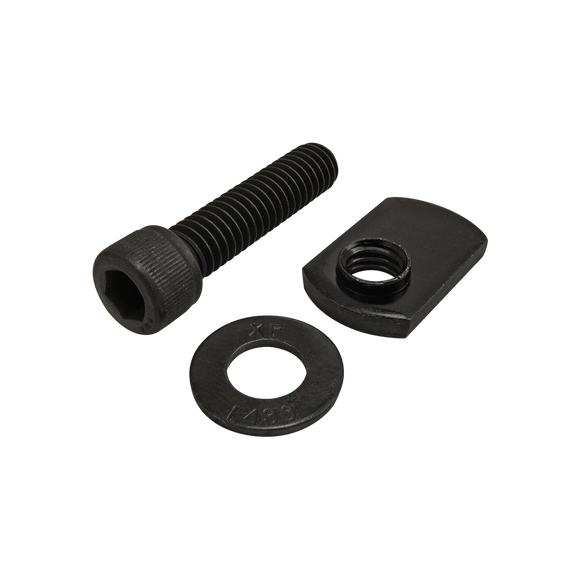 3421 -  Bolt Assembly: 5/16-18 x 1.300" Black SHCS with Washer and Slide-In Economy T-Nut - Offset Thread - Black Zinc