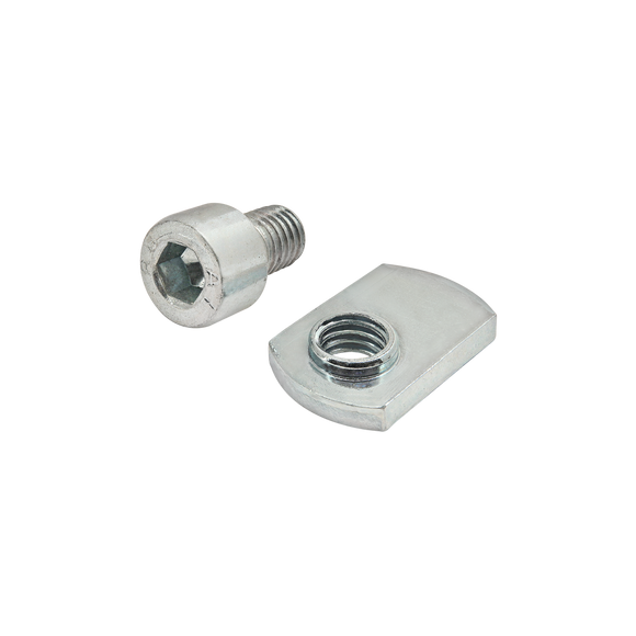3834 -  Bolt Assembly: M8 x 12.00mm Bright SHCS and Slide-In Economy T-Nut - Offset Thread - Bright Zinc