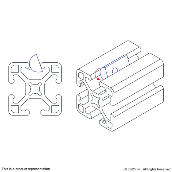 3923 - 10 Series 1/4-20 Roll-In T-Nut w/Ball Spring