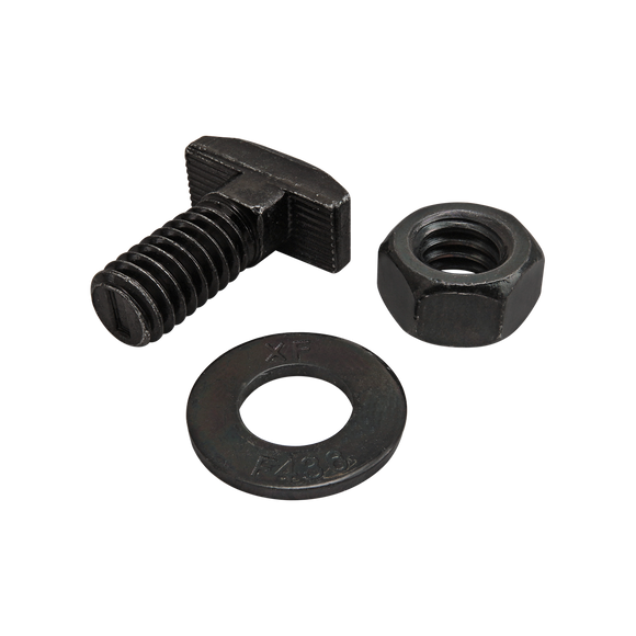 3476 -  Bolt Assembly: 5/16-18 x .750" Black Drop-In T-Slot Stud with Washer and Hex Nut - Black Zinc