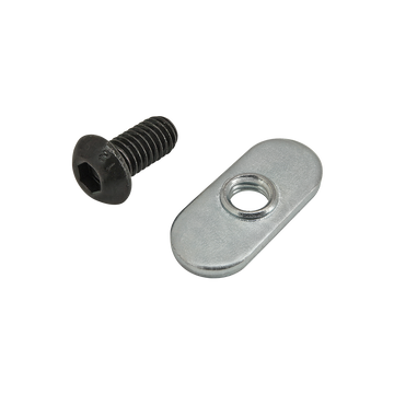 75-3516 -  Bolt Assembly: M6 x 12.00mm Black BHSCS with Slide-In Economy T-Nut - Centered Thread - Bright Zinc