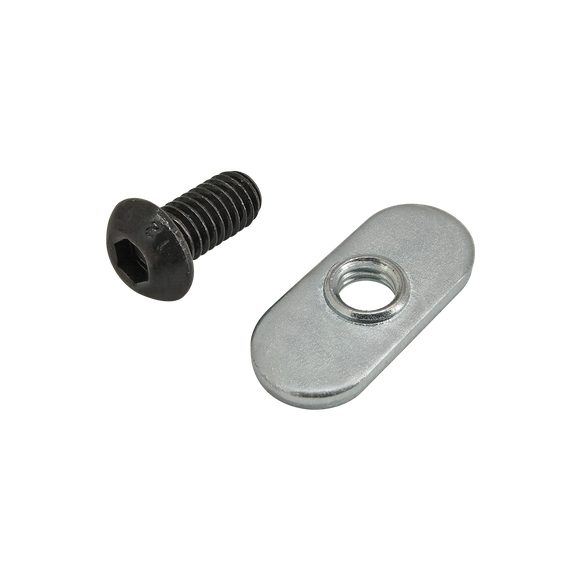 75-3516 -  Bolt Assembly: M6 x 12.00mm Black BHSCS with Slide-In Economy T-Nut - Centered Thread - Bright Zinc