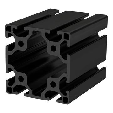40-8080-LITE-6.05M-BLACK-FB -  80mm X 80mm Lite T-slotted Profile - Eight Open T-slots - 3M Bar Full Black Anodize