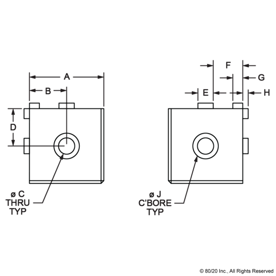 4042 - 10 Series 3 Way - Squared Corner Connector