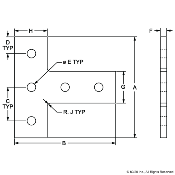 4080 - 10 Series 5 Hole - "T" Flat Plate