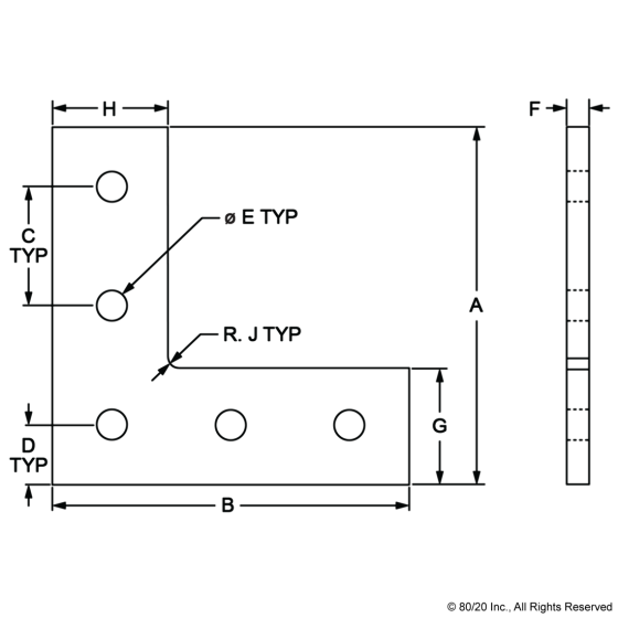 4081 - 10 Series 5 Hole - "L" Flat Plate