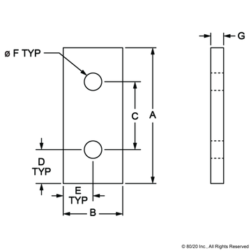 4107 - 10 Series 2 Hole - Straight Flat Plate - 0