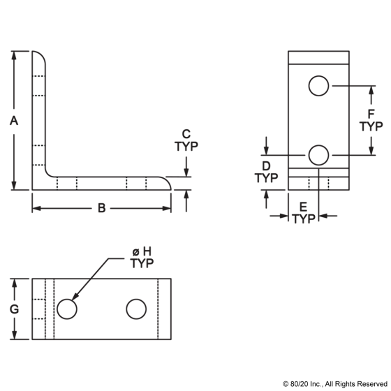4115 - 10 Series 4 Hole - Tall Inside Corner Bracket