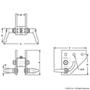 4116 - 10 Series 90 Degree Double Pivot Bracket Assembly with "L" Handles-3