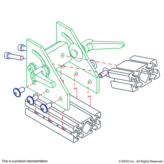 4116 - 10 Series 90 Degree Double Pivot Bracket Assembly with "L" Handles