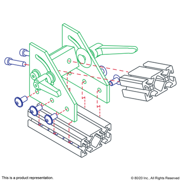 4116 - 10 Series 90 Degree Double Pivot Bracket Assembly with "L" Handles - 0