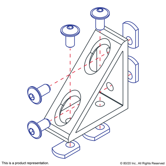 4136 - 10 Series 4 Hole - Tall Gusseted Inside Corner Bracket
