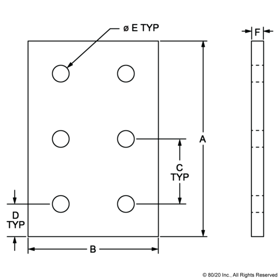 4166 - 10 Series 6 Hole - Rectangular Flat Plate