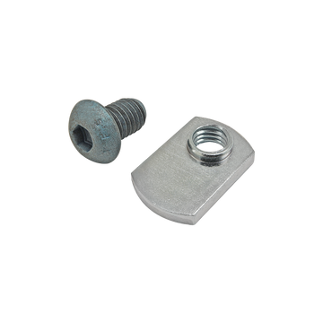 75-3421 -  Bolt Assembly: M8 x 12.00mm Blue BHSCS with Slide-In Economy T-Nut - Offset Thread - Bright Zinc
