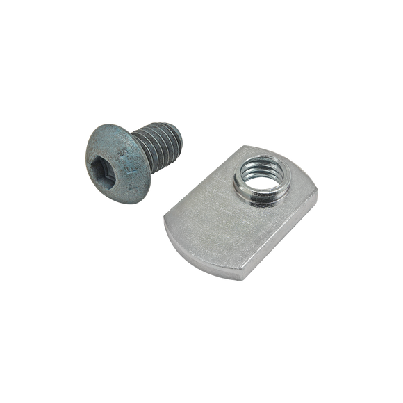 75-3421 -  Bolt Assembly: M8 x 12.00mm Blue BHSCS with Slide-In Economy T-Nut - Offset Thread - Bright Zinc