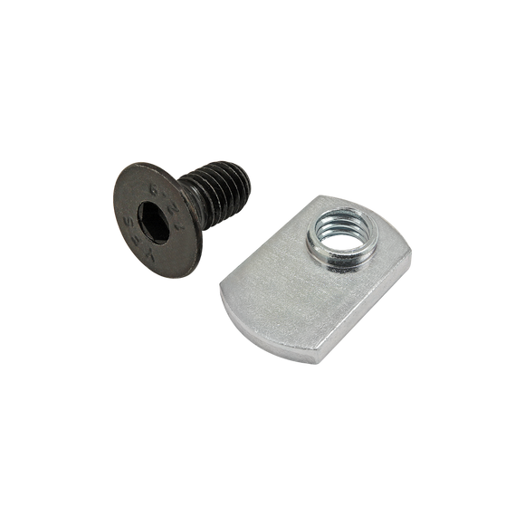 75-3618 -  Bolt Assembly: M8 x 16.00mm Black FHSCS with Slide-In Economy T-Nut - Offset Thread - Bright Zinc