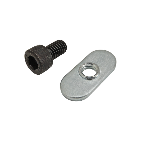 75-3520 -  Bolt Assembly: M6 x 10.00mm Black SHCS with Slide-In Economy T-Nut - Centered Thread - Bright Zinc