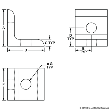 4302-BLACK - 15 Series 2 Hole - Inside Corner Bracket - 0