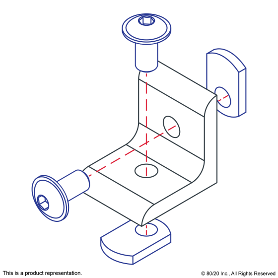 4302-BLACK - 15 Series 2 Hole - Inside Corner Bracket