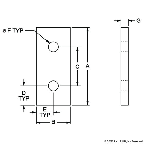 4307 - 15 Series 2 Hole - Straight Flat Plate